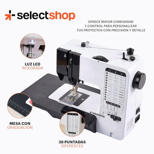 SEELCTSHOP Máquina De Coser Con Mesa De Extensión Mini Maquina De Coser Portátil Máquina De Coser Eléctrica Para Principiantes Pedal Eléctrico De Doble Uso Ideal para Ropa Sábanas