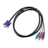 Zerone 5FT/ 1.5M VGA to 3 RCA Cable, VGA Male Plug 15 pin to TV S-Video 3 RCA PC Computer AV Adapter Cable for HDTV PC DVD Laptop