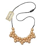 ima-jewelry BPA Free Chewable Silicone Baby Teething Necklace | Chew Beads - Safe for Baby | Chew Bead Necklace, Gold