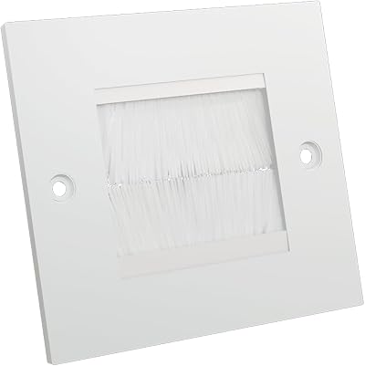 rhinocables White Single Gang Brush Plate Cable Entry Cover 86x86mm