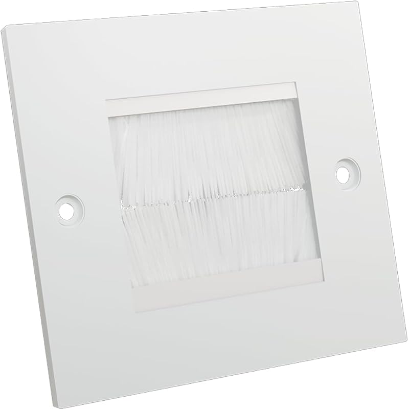 rhinocables White Single Gang Brush Plate Cable Entry Cover 86x86mm