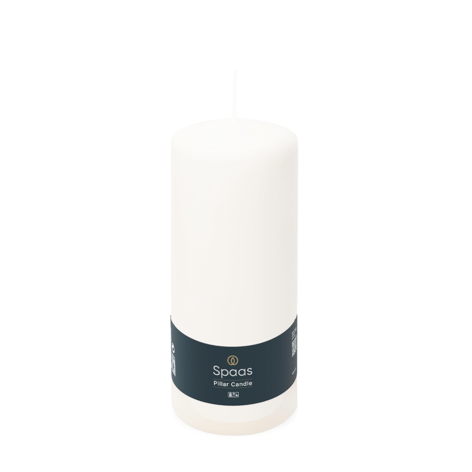 Spaas Unscented Pillar Candle 80/200 mm, 100 Hours, White — image 1
