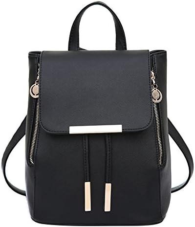 Womens Backpack Purse Leather Mini Casual Daypack for Girls Schoolbag Laptop Bag,Black