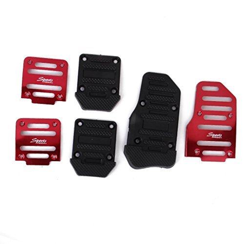 Oda 3Pcs Non-Slip Pedal Kit Racing Manual Car Truck Pedals Pad Cover Set Gas Clutch Brake Cover Pads Manual Transmission Vehicles Red
