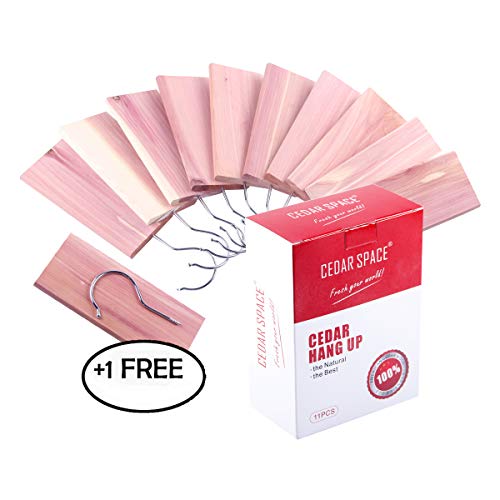 Cedar Space Cedar Hang Ups - Cedar Blocks for Closet Storage, 100% Nature Aromatic Red Cederwood Home Decor (Cedar Hang ups 11pcs)