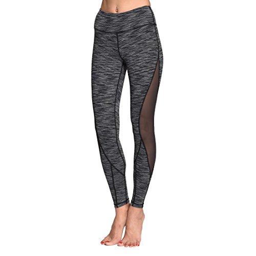 ONGASOFT Women's Yoga Pants Running Leggings Workout Capris Hidden Pocket（Gray,L）