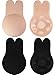 2 Pairs Women Lift Nipplecovers Rabbit Strapless Backless, Black, Size Large