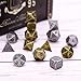 Jovitec 14 Pieces Metal Solid Zinc Alloy Game D&D Dices Set Durable Polyhedral Dice with Printed Numbers and Velvet Storage Bags for Game, Dungeons and Dragons, RPG, Math Teaching (B)