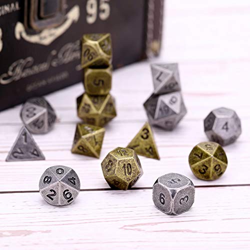 image for Jovitec 14 Pieces Metal Solid Zinc Alloy Game D&D Dices Set Durable Po