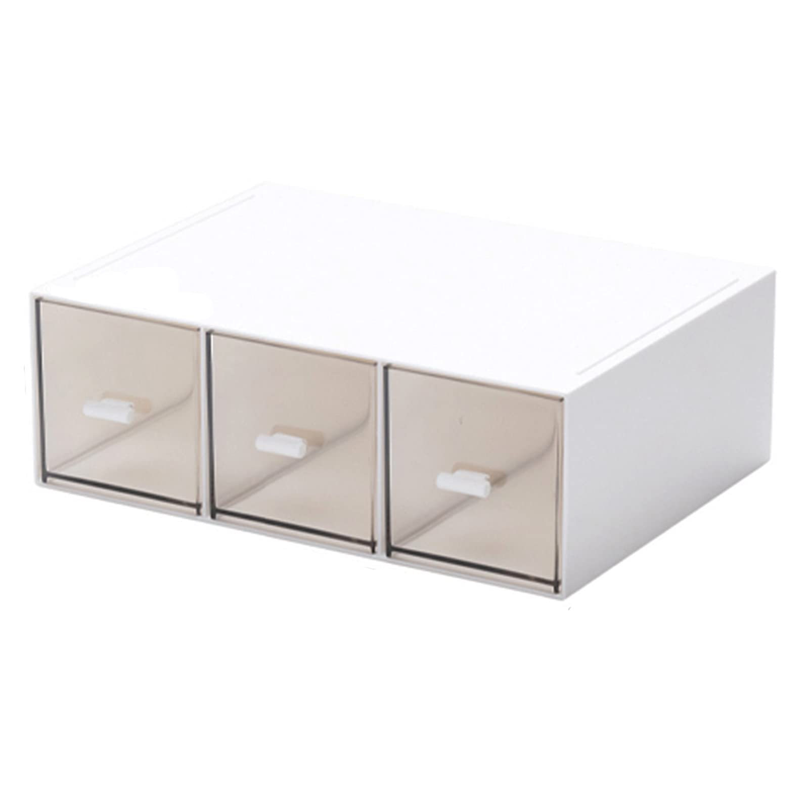 Desktop Drawer Organizer, Stackable Storage Drawers, Plastic White Desk Organizers Great for Office School Home - Large 3 Drawers (White)