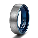 Shuremaster 4mm 6mm 8mm Tungsten Rings for Men Women Engagement Wedding Band Brushed Black/Blue/Silver Comfort Fit Size 4-15