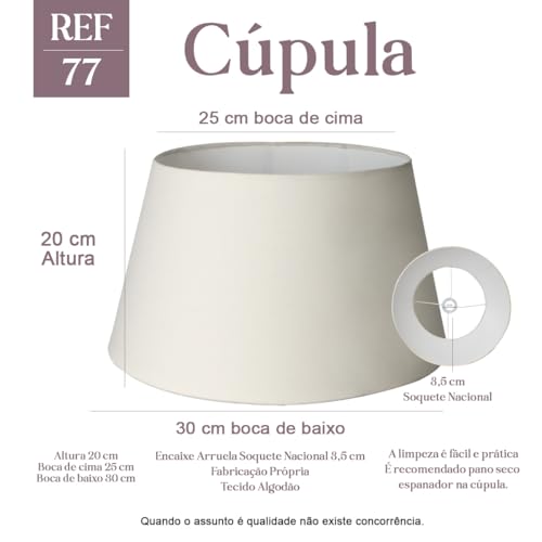 Cúpula de Abajur Grande 20cm x 25cm x 30cm Tecido Algodão Soquete Nacional Ref 33 (Bege)