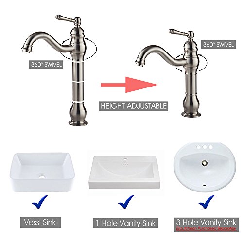 MYHB 360° Swivel Spout Bathroom Vessel Sink Faucet with Drain Brass
