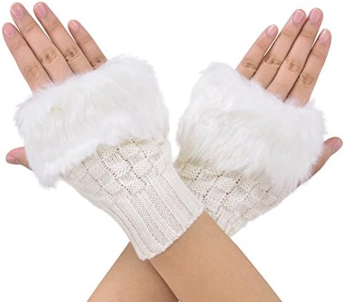 Men/Women's Thick Knit Solid Colored Cuffed Fingerless Gloves