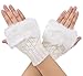 Women's Winter Soft Fuzzy Faux Fur Fingerless Mitten Gloves,white