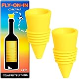 Fly On In, Fruit Fly Bottle Top Trap - Reusable Non-Toxic Indoor/Outdoor Catcher (Yellow, 2 pcs)