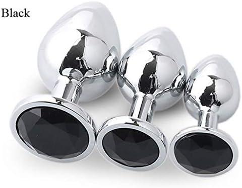 Luxury Jeweled Stainless Steel Metal Expander Insert S-tǐck Diamond Plug for Women Men Beginner - Waterproof (Color : Black)