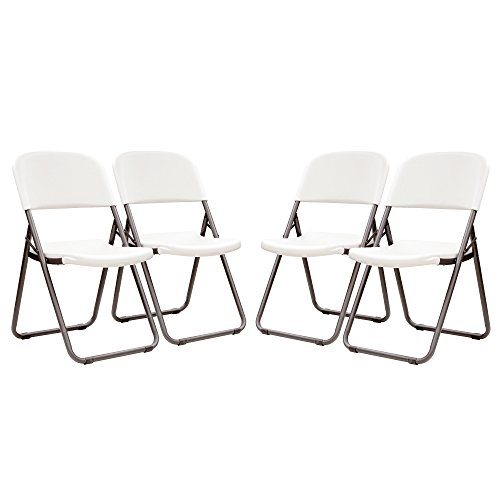 Lifetime 80155 Loop Leg Folding Chair, White Granite , Pack of 4