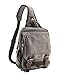 JIAO MIAO Canvas Shoulder Backpack Travel Rucksack Sling Bag Cross Body Messenger Bag,180308-Gery