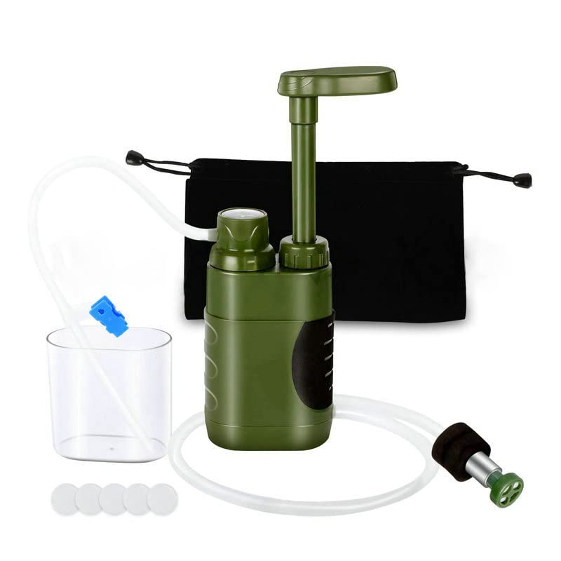 Namvo Water Filter Outdoor Drinking Water Treatment 3000 L Survival Camping Water Filter for Prepper Emergency Equipment -Army Green