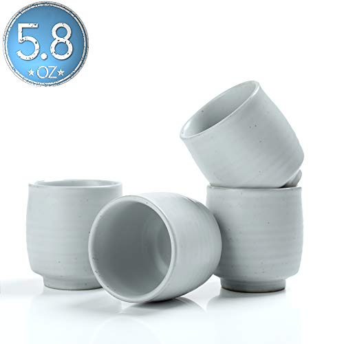 TEANAGOO TC07, Pottery China Tea Cup For W07, 5.8 oz, Ruware, White, 4 pcs/Box