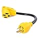 Snowy Fox 18 Inch RV Generator Adapter with Grip Handle - 30 Amp 4 Prong Locking Male Plug to 50 Amp Female Connector for RV Trailer Camper - STW 10/4 Power Cord
