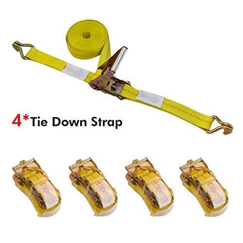Ratchet Tie Down Strap - 4 Pack 2" inch x 27' Ft Heavy Duty Ratchet Straps with Aluminum Handle, Cargo Straps for Moving Appliances, Lawn Equipment, Motorcycle in a Truck