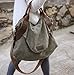 xiaoxiongmao Large Pocket Casual Women's Shoulder Cross body Handbags Canvas Leather Bags Army green