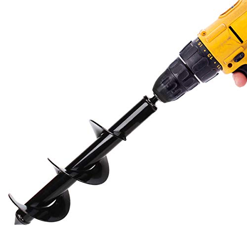 Auger Drill Bit, Garden Plant Bulb Auger 3" x 12", Rapid Planter with Garden Genie Gloves, Non-Slip Auger Post Hole Digger, Post or Umbrella Hole Digger
