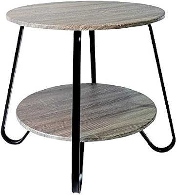 Zqy 2nd Floor Living Room Coffee Table Bedroom Modern Industrial Bedside Table Round Sofa Side Table Wooden Metal Coffee Table Modern Minimalist Creative Small Round Table Round Corner Several Tea Tab Buy