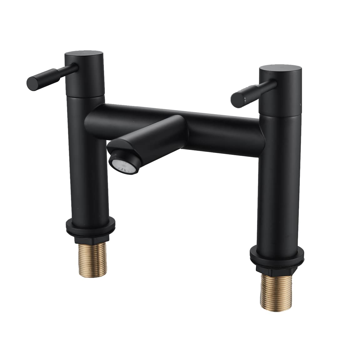Luckyhome Bath Mixer Tap,Bathroom Double Lever Bath Tub Filler Mixer Tap Solid Brass Fitting（Black）