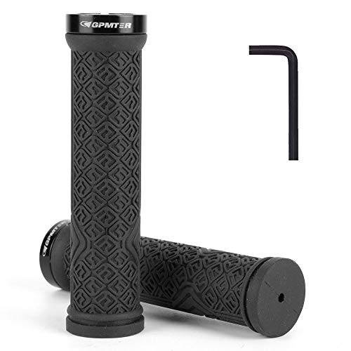 GPMTER Bike Handlebar Grips, Single Lock on Bicycle Handle Bar, for BMX, Mountain, MTB, Beach Cruiser, Scooter, Folding Bike, Soft Non-Slip-Rubber Hand Grip Comfortable Ergonomic Black
