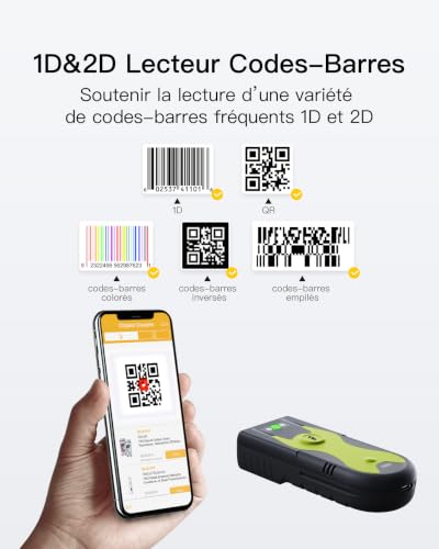 Inateck BCST-42 2D/1D Bluetooth Barcode Reader with USB Adapter 2.4Ghz Scanner On-Screen Code Scanner Portable and with Exclusive Shortcuts
