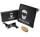 Blubeard Beard Grooming Set with Beard Bib Apron Beard Shaping Tool and Beard Boar Bristle Brush Strong Suction Cups Adjustable Neck Straps Catch Hair Shaving and Trimming Beard Mustache Care Gift Set