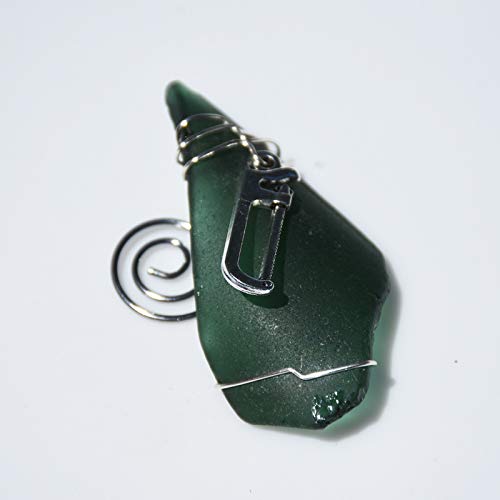 Surf Tumbled Sea Glass Ornament with a Silver Hacksaw Charm - Choose Your Color Sea Glass Frosted, Green, and Brown - Made to Order