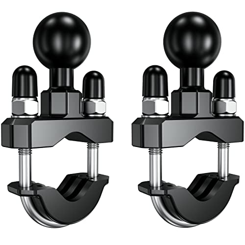 BRCOVAN 2 Pack, Handlebar U-Bolt Mount Base with 1'' TPU Ball for Rails 0.5'' to 1.25'' in Diameter, Compatible with RAM Mounts B Size 1 inch Ball Double Socket Arm & Bike Motorcycle Phone Holder