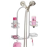 mDesign Metal Hanging Bath and Shower Caddy Organizer for Hand Held Shower Head and Hose - Storage for Shampoo