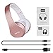 Wireless Headphones Over Ear, JIUHUFH Foldable Wireless Bluetooth Headphones Headset for Cell Phones, Tablets, Computer (Support FM Radio, SD Card and Wired Modes, Built in HD Mic)-Rose Gold