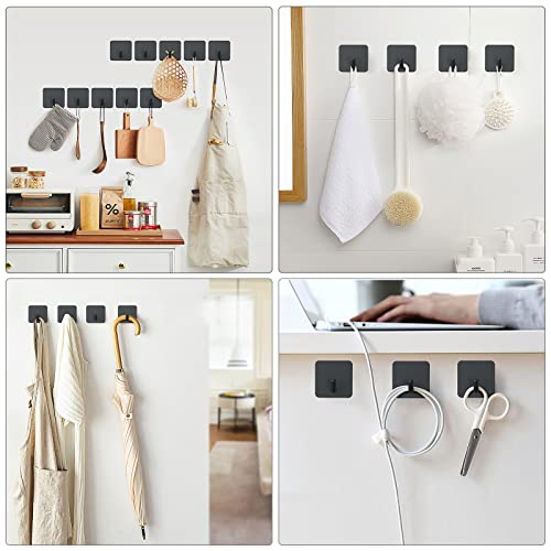 VIS'V Adhesive Hooks, Black Self Adhesive Shower Wall Hooks Waterproof