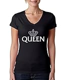 Allntrends Women's Sporty Tee Shirt Queen (Medium, Black)