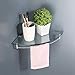 KES Bathroom Corner Glass Shelf Triangle Wall Shelf Corner Caddy Shelf Tempered Glass and SUS 304 Stainless Steel Wall Mount Brushed Finish, BGS2101A-2