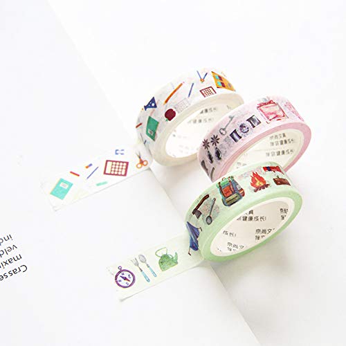 Kawaii Masking Tape Set (Assorted 8 Rolls) Animal House Tree Green Leaf Succulent Plant Cactus School Stationery Makeup Stuff Camping Tool Food Washi Tapes Scrapbooking Diary Planner DIY Sticker Label - Thumbnail 3