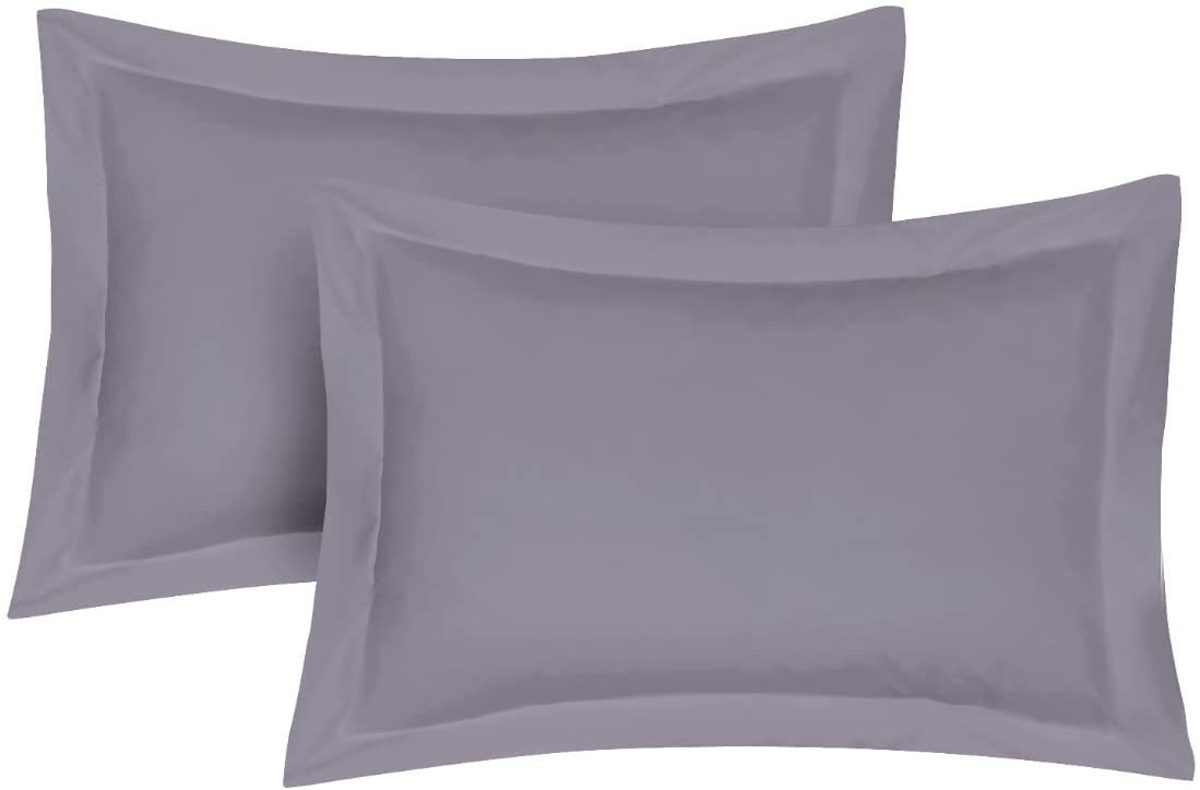 Pillow Shams 2 Pack Oxford Pillowcases, 100% Poly-Cotton Ultra Soft Premium Quality Bedroom Pillow Case Cover - Decorative Standard Pillow Covers 50x75cm (Grey)