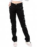 Lixmee Women's Solid Color Regular Cargo Pants, Black ,M