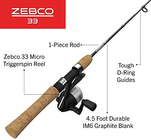 Zebco 33コルクマイクロトリガースピンキャストリールと釣りロッドコンボ ペット用品 コルクハンドル ゲーム クイックセットアンチリバースフィッシングリール 大型家電 バイトアラート B07xw2lddv