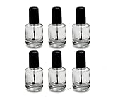 NaRaMax Empty Polish Bottle Clear + Brush + Mixing ball + Black Cap 0.5 Oz - 6 Pieces