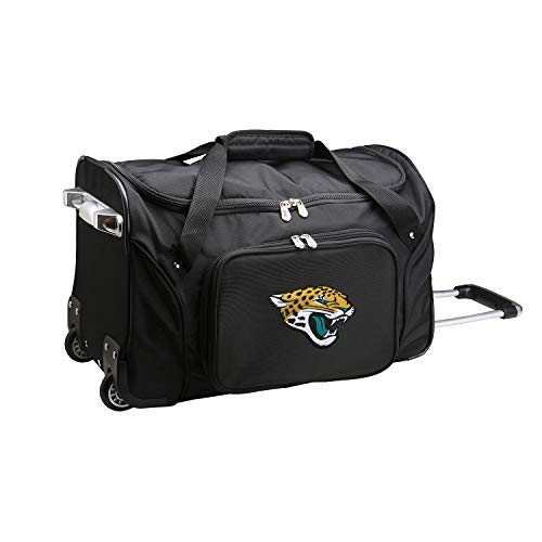NFL Jacksonville Jaguars Wheeled Duffle Bag, 22 x 12 x 5.5, Black