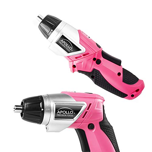 Apollo Tools DT4944P 3.6 volt Lithium-Ion Rechargeable Screwdriver with 45 pc Accessory Set Pink