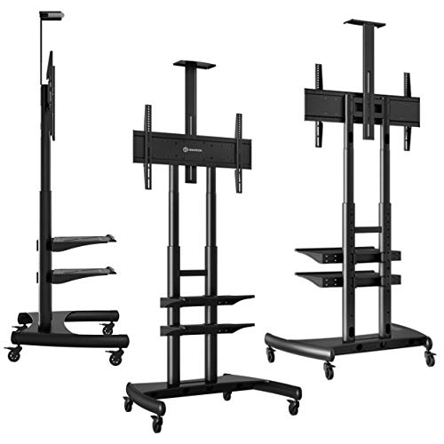 ONKRON Mobile TV Stand TV Cart with Wheels for 55" to 80 Inch LCD LED Flat Screen TV with AV Shelves TS1892