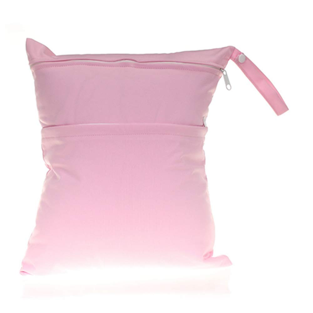 Egurs Baby Changing Bag Baby Waterproof Double Zip Nappy Bag Washable Dry Wet Nappy Travel Packaging Bag Organiser Bag Pink